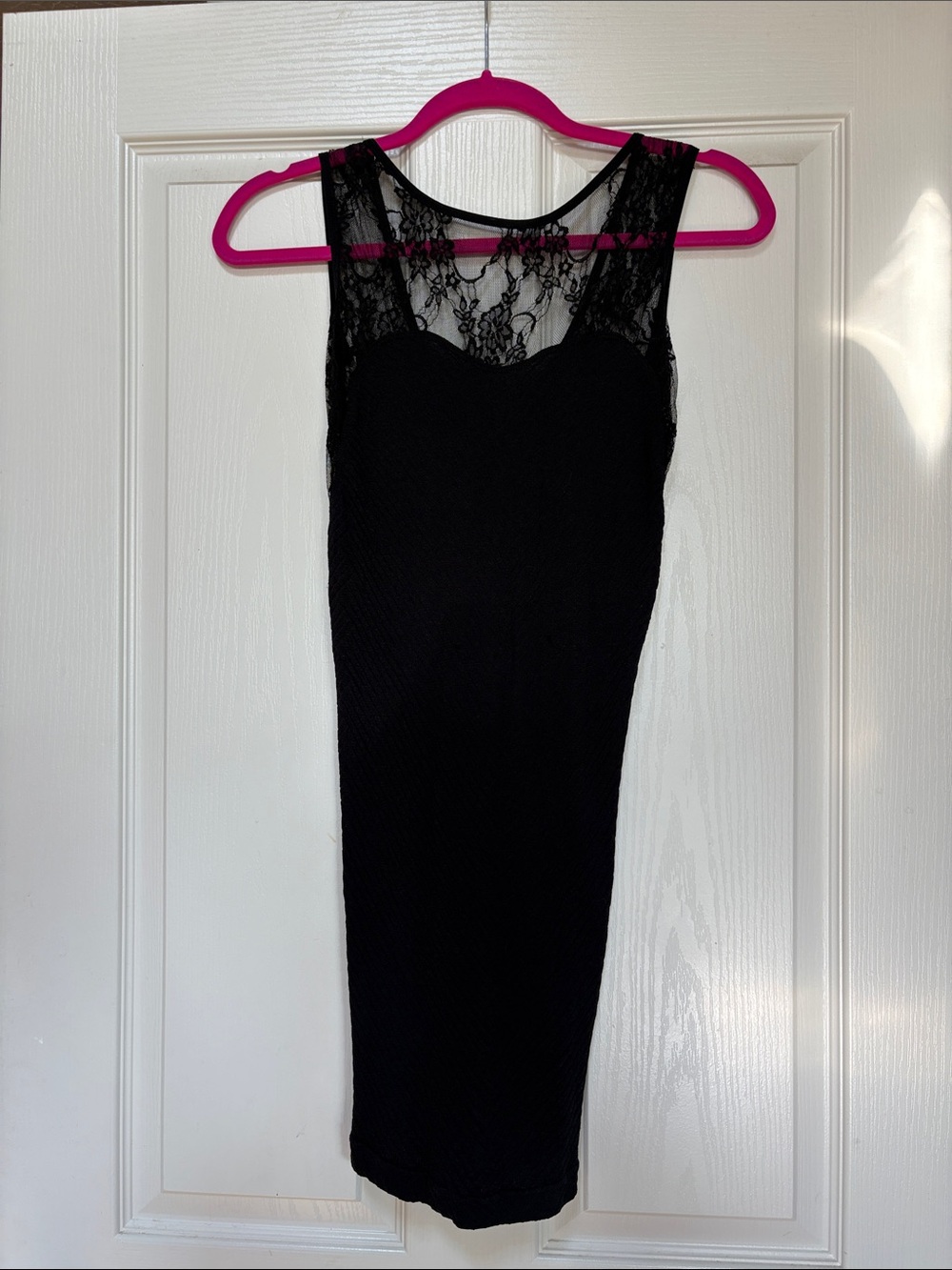 Free People Black Lace Yoke Sleeveless Mini Dress